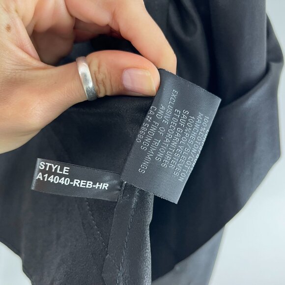 Bod & Christensen Women's Black Draped Collar Leather Snap Sleeve Jacket Size M - Picture 11 of 14